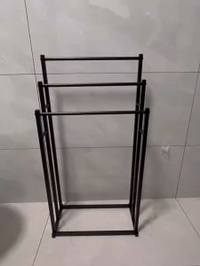 3 Layer Floor Towel Rack Movable Towel Rack Standing Bathroom Rack Organizer Thickened Square Tube Towel Stand Floor Bath Towel Clothes Hanging Rack Balcony Towel Drying Rack Towel Holder Adjustable Foot Pads