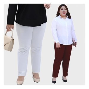 ไม่ต้องรีด กางเกงทำงานผญสีดำ กางเกงทำงานผู้หญิงขายาวราคาถูก ทรงสุภาพผ้าหนานุ่มใส่สบาย ไม่รั้งเป้า เอว26-42 กางเกงสาวอวบอ้วน เอวสูง ผ้าเกาหลี