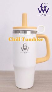 GVW Chill Tumbler【1000ml】Tumbler With Handle With Straw Lids Stainless Steel Coffee Thermos Cup