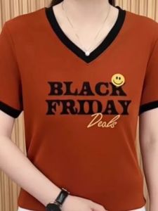 QIAOXIZI | V-Neck Short Sleeve Loose T-Shirt for Plus Size Women