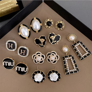 Retro Black Earrings for Women Flower Knot Bow Design s925 Stud Earrings Women Drop Earrings