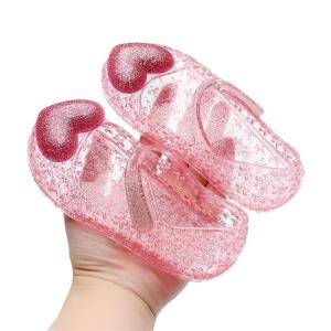 Princess Style Girls Sandals Summer Soft Bottom Covered Toe Crystal Shoes Home Comfortable Breathable Faux Leather Sandals