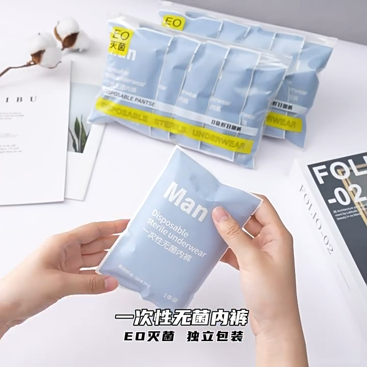 [Local Seller] FOR MEN 10pcs Disposable Briefs Individually Packed 100% Cotton Sterile Travel Underwear Triangle Boxer Brief Boxers