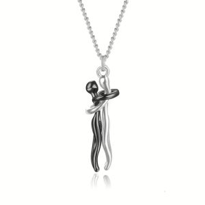 Hugging Necklace Stainless Steel Couple Hugging Necklace Pendant Suitable for Both Male and Female Couples Symbol of Love