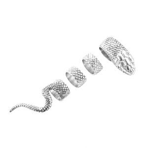 4 Pcs One Size Snake Ring Set for Women Men Antique Silver Color Gothic Ring Creative All-Match Jewelry Wholesale