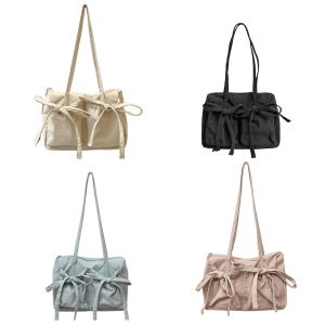 Women Casual Tote Handbag with Bow Nylon Purse Girls Outdoor Daily Bag