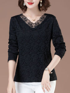 เสื้อชั้นในลูกไม้คอวีผู้หญิงไซส์ใหญ่พิเศษ ทรงเข้ารูป เสื้อชั้นในลูกไม้โปร่ง เสื้อคลุมท้อง ทรงเข้ารูป เสื้อผ้าทำงานสไตล์เกาหลี