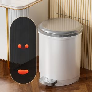 Large Foot Pedal Trash Can with Lid for Home Use 2024 New Model Bathroom Bedroom Kitchen Living Room round Barrel Shape 12L Capacity