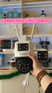 (Độ phân giải 32MP) Camera YOOSEE ngoài trời 4 mắt (xoay được 3 mắt) 3 màn hình tích hợp 46 LED siêu nét có tiếng việt
