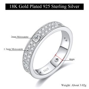 M-JAJA Eternity Moissanite Ring Wedding Band S925 Sterling Silver Diamond Promise Ring for Women Rose Gold Plated Fine Jewelry