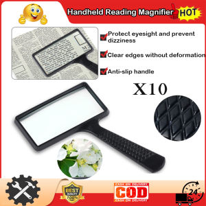 ⭐️【Local warehouse+COD】⭐Portable Handheld 10X High Definition Rectangle Reading Magnifier Glass Lens Loupe For Old People Reading Magnifier