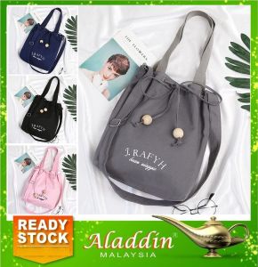 Aladdin Beg Tangan Wanita Bahu Jinjing Silang ( Iraf Button Canvas Travel Dinner Office Bag Shoulder Women Handbag ) 1K4
