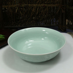 ชามซุปเคลือบเงาเขียวขนาดใหญ่ 7 นิ้ว ชามซุปสไตล์จีน เครื่องครัวสำหรับผู้ใหญ่ ชุดชามจานแบบผสม