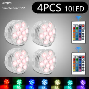 RGB LED Underwater Light 10LEDs Submersible Lamp Battery Powered Swimming Pool Lights For Wedding Party Garden Pond Vase Lightin
