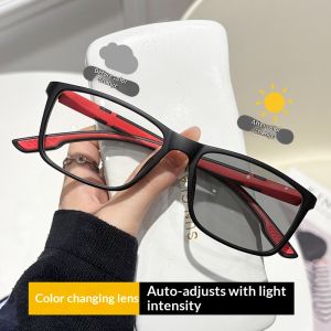 Sports Photochromic Reading Glasses Lenses Can Change Color Under Sunlight Full Frame Rectangular Outdoor