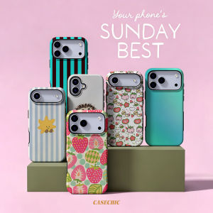 Potdemiel | Cute Strawberry Pattern For 2 in 1 Flower Case For iPhone 17 16 15 14 13 Pro Max Luxury Shockproof Phone Cover