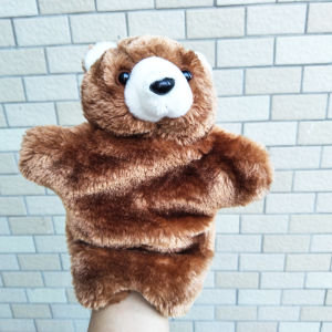 Brown bear hand puppet plush stuffed toy for children birthday gift