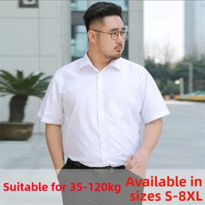 Loose Fit Mens White Shirt Short Sleeve Business Casual Lightweight Polyester No Iron Treatment Summer Fashion Shirt