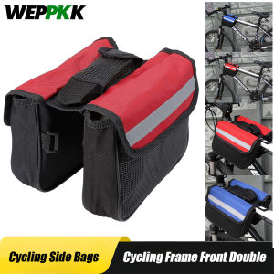 1Pcs Cycling Side Bags Bike Cycling Frame Saddle Front Tube Bag Double Side Pouch BlackBike Rack Carrier Saddle Bag Bike Acces