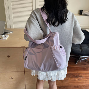 New Lazy Style Large Capacity Womens Tote Bag Shoulder Handbag Soft Polyester Material Zipper Closure Casual Leisure Bag