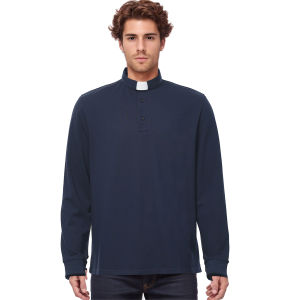 เสื้อ BLESSUME นักบวชชายปกเสื้อโปโลแขนยาวศิษยาภิบาลรัฐมนตรี