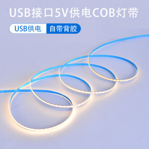 Low Voltage 5V 400 LED Beads 8mm COB Light Strip with Glue USB Plug Cuttable No Flicker Decorative DIY Indoor LED Strip Light