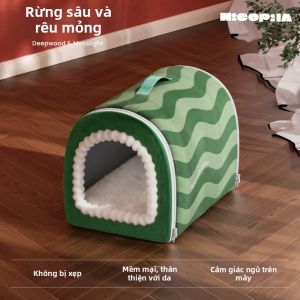 7o | Giường Nấm Cho Mèo Mùa Đông Dày Ấm Bán Kín