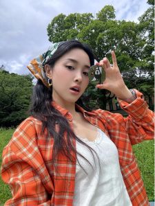 Loose Casual Long Sleeve Plaid Shirt Jacket Middleng Length Sun Protection Versatile Commute Style Womens Fashion Outerwear