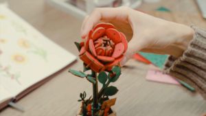 Robotime Rowood DIY Red Rose 3D Wooden Puzzle (TW042) Wooden Flower Puzzle