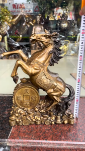 Tượng Ngựa Hí Tiền Tài Lộc Bằng Đồng Phong Thủy Cao 42cm Ngang 30cm Sâu 13cm Nặng 11kg