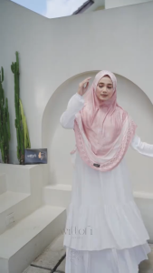 Willofi - Hijab Bergo Instan Daily Motif Lily Non Pad Dewasa Syari Mimoza Sublim Kerudung Muslim Simple