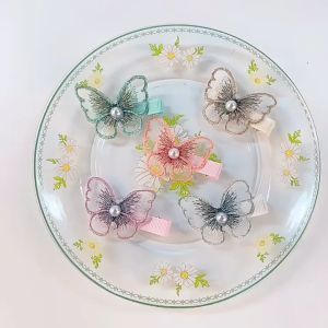 Jepit Rambut Kupu-Kupu Pearl Jepitan Kupukupu Bahan Tile Jepit Rambut Korea Kupu Kupu Bordir Jepit Rambut Wanita Cantik Fashion Korea Butterfly Hair Clip PTT