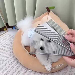 Pet Dematting Comb Stainless Steel Pet Grooming Comb for Dogs and Cats Gently Removes Loose Undercoat Mats Tangles and Knots