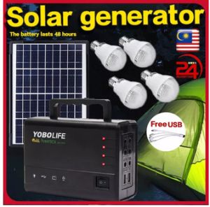 YOBOLIFE Multifunction Solar lighting System Portable Solar Panels Charging Generator Power System Home Outdoor Lighting For LED Bulbs