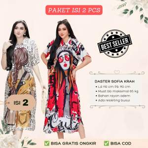 Paket Hemat Daster Sofia Krah Rit Resleting Motif Terbaru Viral Kekinian (Maks BB 65)