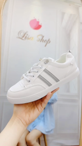 Giày thể thao nữ trắng 2 vạch giày lười slipon đế cao 2p da mềm dây rút đi học đi làm đi chơi năng động Lisa M68