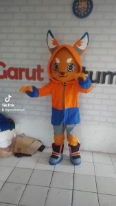 Kostum maskot badut rubah setelan dewasa lucu karnaval