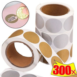 300Pcs/Roll Round Scratch Off Stickers - Self-Adhesive Reward Scratch Card Film Labels - Party Activity Favors Stationery Sticker