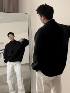 Cleanfit Mens Half High Collar Knitwear Casual Lazy Style New Chinese Inner Wear Base Layer Winter Season Long Sleeve Sweater