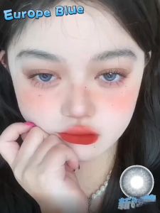 【NEW】Mrs.H nature Graded Big Eyes blue brown Gray Colored Contact Lens With Power 0.00-8.00 Natural soft Lenses Yearly Use 14.00mm-14.5mm Free lens case