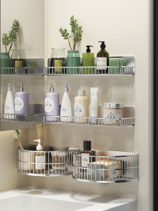 Wall-mounted Drill-free Makeup Storage Rack Stainless Steel
