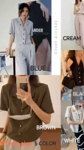 WELOVE345- Women Casual Plain Button Style Wrap Semi Blouse