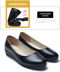 Black Flat Bottom Shoes for Women Soft Sole Casual Style Low Heel Work Sneakers Round Toe Professional Shoes for Office