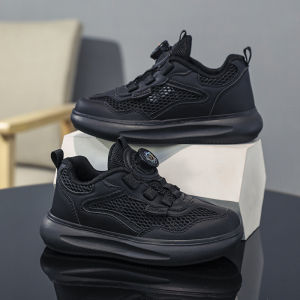 รองเท้ากีฬาเด็กผ้าตาข่ายสีดำ ABCkings ระบายอากาศได้ดี รองเท้าวิ่งแบบสวมสบาย รองเท้าเด็กชาย รองเท้าเด็กผู้ชาย รองเท้าเด็ก