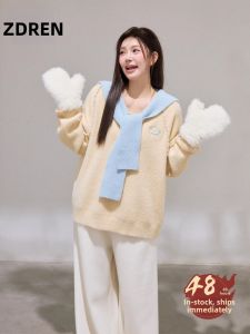 ZHANGDAREN | Bộ Áo Len và Quần Dáng Rộng Phong Cách Ngọt Ngào