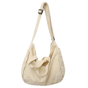 Large Capacity Canvas Bag New Arrival Minimalist Retro Shoulder Bag Crossbody Female Student Commuter Bag Japanese Lazy Style Satchel