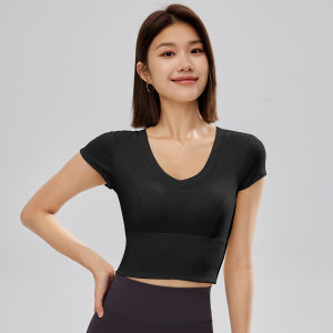 never me | V-Neck Yoga Top with Built-in Pads