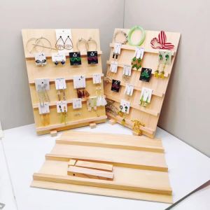 Wooden Jewelry Display Stand Earring Cards Holder Jewelry Rack Stand Removable Showcase with Slots for Bracelets Craft Showing