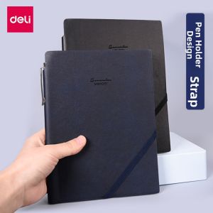 deli | PU Cover Notebook With Pen Loop And Slanting Band
