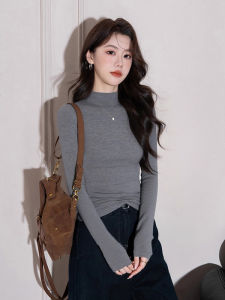 Stylish and Versatile Half-High Collar Long Sleeve Knit Sweater